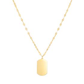 14K Yellow Gold Polished Tag Chain Necklace 