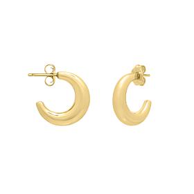 14K Yellow Gold Puffed 'C' Hoop Earring with Push Back Clasp