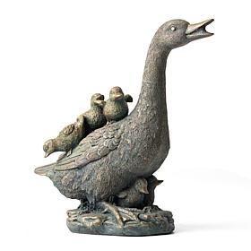 15"H Resin Faux Bronze Duck Garden Statue