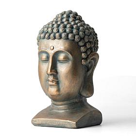 16"H MGO Faux Bronze Buddha Head Garden Statue