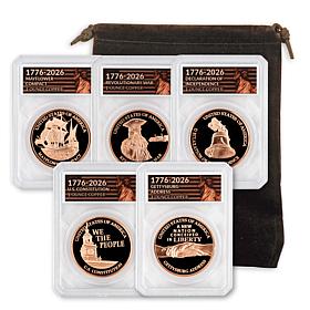 1776-2026 USA 250th Anniversary 1 oz. Copper Set of 5 Coins