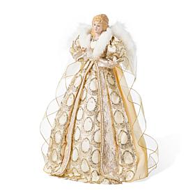 18.5"H Faux Fur & PVC Christmas Elegant Angel Tree Topper
