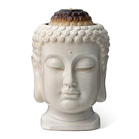 18.75"H Zen Buddha Head Glaze Ceramic Outdoor Tabletop/Floor Fountain