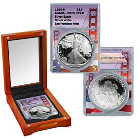 1986 PR70 ANACS San Francisco Mint Silver .999 Silver Eagle