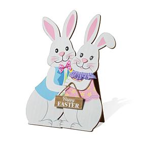 2-piece 24" Easter Wooden Bunny Porch Decor
