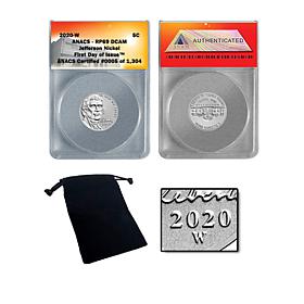 2020-W RP69 ANACS FDOI LE 1304 Thomas Jefferson Nickel