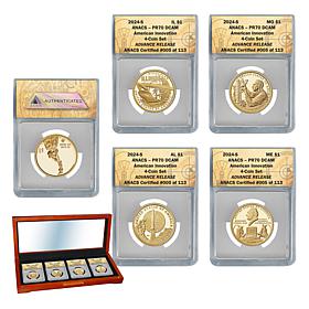 2024 PR70 ANACS Advance Release LE 113 American Innovation Coin 4-pack