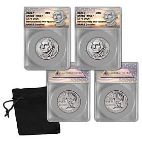 2026 ANACS MS67 P and D Mints Revolutionary War Quarters