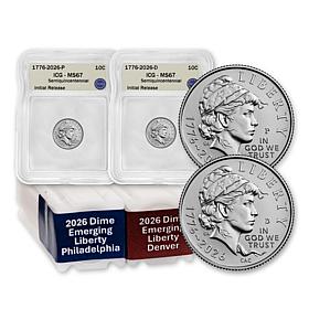 2026 P- & D-Mint Emerging Liberty Uncirculated Rolls & MS67 ICG Coins