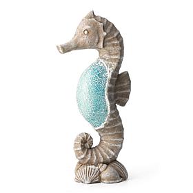 21 "H MGO Marine Faux Granite and Mosaic Sea Horse Statue