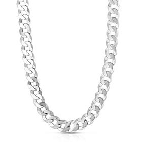 22" Sterling Silver 8.4mm Diamond-Cut Comfort Curb Link Necklace