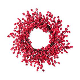 25" Christmas Red Berries Wreath with Vibrant Greenery
