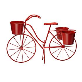 28.75"L Metal Red Bicycle Planter Stand