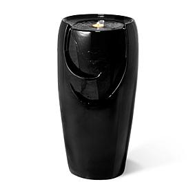 29.25"H Oversized Black Outdoor Ceramic Pot Fountain w/Pump, LED Light