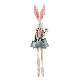 29.5" Easter Fabric Girl Bunny with Dangling Legs