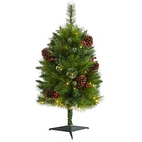 3 ft. Montana Mixed Pine Artificial Christmas Tree with Pine Cones,...