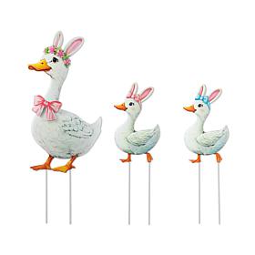 3-piece Easter Metal Yard Stakes Duck Family