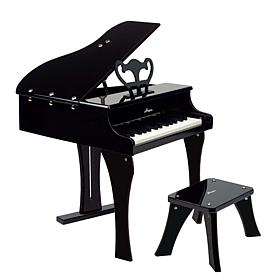 30 Key Toddler Wooden Grand Piano in Black with Bench