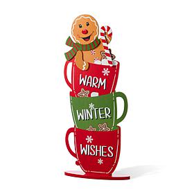 34.5"H Wooden Christmas Porch Decor with Gingerbread Man