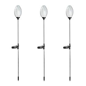 36"H Set of 3 Solar Powered Stake Oval Light with Stainless Steel Pole