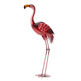38.5"H Metal Standing Flamingo Garden Statue with Stakes