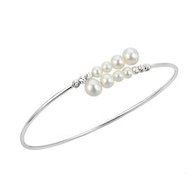 4-6mm Cultured Freshwater Pearl Beaded 7-1/2" Bypass Bangle Bracelet