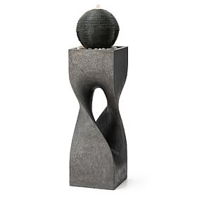 40.5"H Oversized Modern Geometric Pedestal and Sphere Floor Fountain