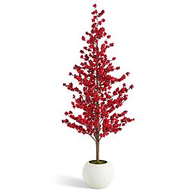 41" Christmas Berry Porch Tree with White Pot