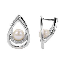 5.5-6mm Cultured Freshwater Pearl and Topaz Double Pear Earrings