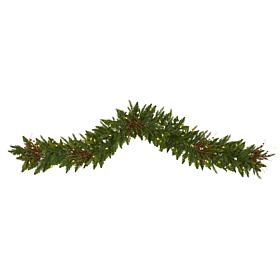 6' Christmas Pine Artificial Garland with 50 Warm White LED Lights ...