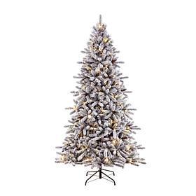 7.5' Flocked Artificial Birmingham Fir/400 Clear Lights Christmas Tree