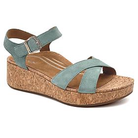 Aetrex® Flora Leather Cork Detail Sandal