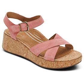 Aetrex® Flora Leather Cork Detail Sandal