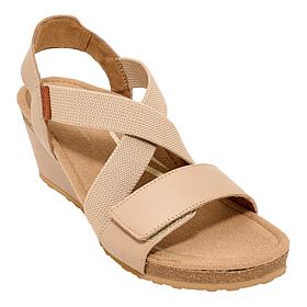 Aetrex® Kathy Leather and Woven Heeled Sandal