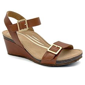 Aetrex Naomi Leather Wedge Casual Sandal