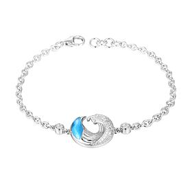 Alamea Sterling Silver Larimar Wave Bangle
