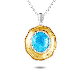 Alamea Two-Tone Sterling Silver Larimar and Topaz Pendant Necklace