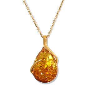 Amber Extraordinaire Gold-Plated Pear Ombré Stone Pendant