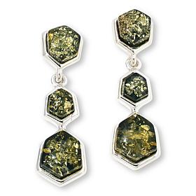 Amber Extraordinaire Sterling Silver Honeycomb Drop Earrings