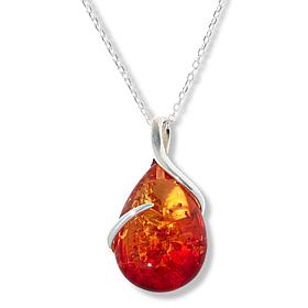 Amber Extraordinaire Sterling Silver Pear Ombré Stone Pendant