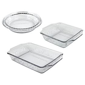 Anchor Hocking 3-piece Glass Embossed Oven-To-Table Bakeware