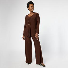 Antthony 2-piece Asymmetric Top & Pant Set with Gold Chain Detail