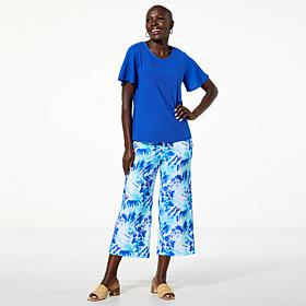 Antthony 2-piece Textured Sleeve Top & Pull-On Crop Pant Set