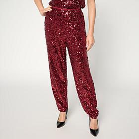 Antthony Sequin-Embellished Knit Harem Pant