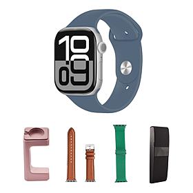 Apple Watch Series 10 46MM Silver Denim Smartwatch with M/L Bands