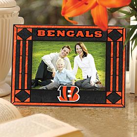 Art Glass Horizontal Photo Frame - Cincinnati Bengals