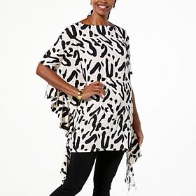 "As Is" Allison Brown NY Side Ruffle Printed Top 