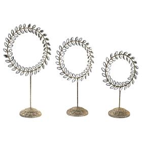 "As Is" august & leo Jeweled Glitter Wreath Pedestals Set of 3