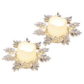 "As Is" august & leo Jeweled Leaf Candle Holder - Set of 2 