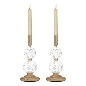 "As Is" august & leo LED Pearl Glitter Candle Pedestals - Set of 2